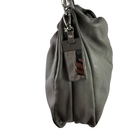 Genuine KENNETH COLE Grey Pebbled Slouchy Leather Shoulder Bag Crossbody - Picture 4 of 11